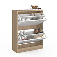 ID MARKET - Meuble à chaussures 12 paires KLARK imitation hêtre 2 portes blanches - vignette