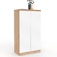 ID MARKET - Armoire à chaussures 18 paires TOMI imitation hêtre 2 portes blanches - vignette