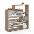 ID MARKET - Meuble à chaussures 12 paires KLARK imitation hêtre 2 portes blanches avec étagère - vignette