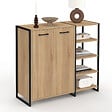 ID MARKET - Armoire à chaussures 12 paires LUIS 2 portes avec étagère design industriel - vignette