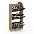 ID MARKET - Meuble à chaussures 18 paires KLARK imitation hêtre 3 portes noires - vignette