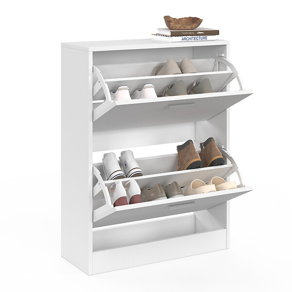 ID MARKET - Meuble à chaussures 12 paires KLARK 2 portes blanc - large