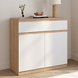 ID MARKET - Armoire à chaussures 12 paires TOMI 2 portes et 1 tiroir façon hêtre et blanc - vignette