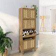 ID MARKET - Meuble à chaussures 24 paires HANAE 4 portes effet naturel cannage - vignette
