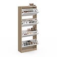 ID MARKET - Meuble à chaussures 24 paires KLARK imitation hêtre 4 portes blanches - vignette