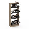ID MARKET - Meuble à chaussures 24 paires KLARK imitation hêtre 4 portes noires - vignette