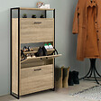 ID MARKET - Meuble à chaussures 18 paires LUIS 3 portes avec étagère supérieure design industriel - vignette
