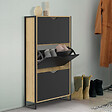 ID MARKET - Meuble à chaussures 18 paires BOSTON 3 portes noires design industriel - vignette