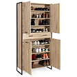 ID MARKET - Armoire à chaussures 24 paires LUIS 4 portes avec tiroir design industriel H. 180 cm - vignette