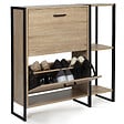 ID MARKET - Meuble à chaussures 12 paires LUIS 2 portes avec étagère design industriel - vignette