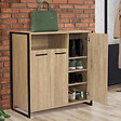 ID MARKET - Armoire à chaussures 18 paires LUIS 3 portes avec niche design industriel - vignette