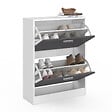 ID MARKET - Meuble à chaussures 12 paires KLARK blanc 2 portes grises - vignette