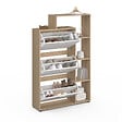 ID MARKET - Meuble à chaussures 18 paires KLARK imitation hêtre 3 portes blanches avec étagère - vignette