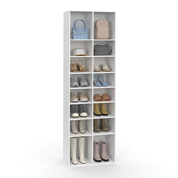 ID MARKET - Etagère à chaussures 16 compartiments blanc - large