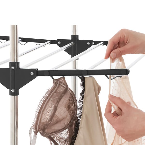ID MARKET - Séchoir à linge vertical pliable 3 niveaux MAXIMA capacité 25M avec cintres et pinces et gris - large