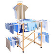 ID MARKET - Séchoir à linge pliable DELUXE capacité 22M avec tringle blanc et effet bois - vignette