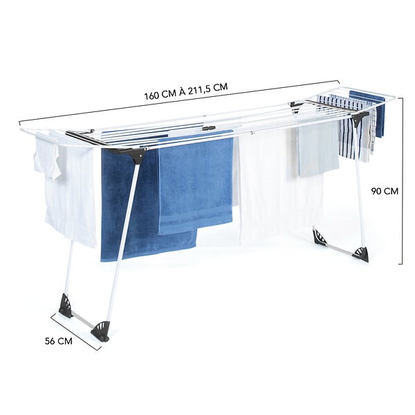 ID MARKET - Séchoir à linge horizontal pliable ULTRA capacité 22M blanc - large