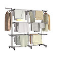 ID MARKET - Séchoir à linge vertical pliable et extensible 3 niveaux MAXI capacité 40M inox et gris - vignette