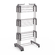 ID MARKET - Séchoir à linge vertical pliable et extensible 3 niveaux MAXI capacité 40M inox et gris - vignette