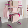 ID MARKET - Séchoir à linge vertical pliable 3 niveaux MAXIMA capacité 20M inox et rose - vignette
