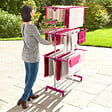 ID MARKET - Séchoir à linge vertical pliable 3 niveaux MAXIMA capacité 20M inox et rose - vignette