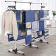 ID MARKET - Séchoir à linge vertical pliable 3 niveaux SUPRA capacité 50M avec tringle télescopique blanc et gris - vignette