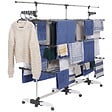 ID MARKET - Séchoir à linge vertical pliable 3 niveaux SUPRA capacité 50M avec tringle télescopique blanc et gris - vignette