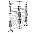 ID MARKET - Séchoir à linge vertical pliable 3 niveaux SUPRA capacité 50M avec tringle télescopique blanc et gris - vignette