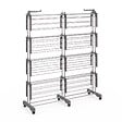 ID MARKET - Séchoir à linge vertical pliable et extensible 4 niveaux MAXI capacité 50M inox et gris - vignette