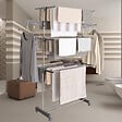 ID MARKET - Séchoir à linge vertical pliable 3 niveaux MAXIMA capacité 20M inox et gris - vignette