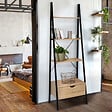 ID MARKET - Etagère échelle 4 niveaux avec tiroir DETROIT design industriel - vignette