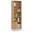 ID MARKET - Etagère bibliothèque 4 niveaux avec placard JULIETTE lattes tasseau bois coloris chêne - vignette