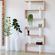 ID MARKET - Etagère bibliothèque SOFIA forme S façon hêtre et blanc 189 cm - vignette