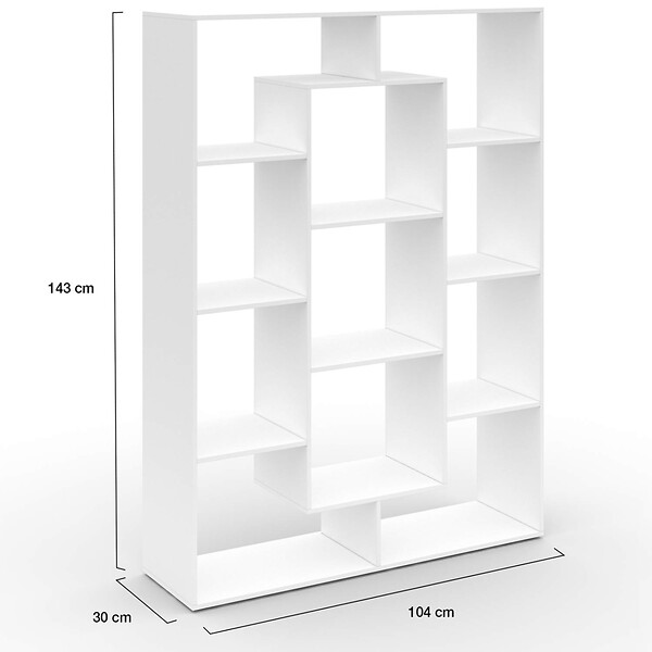 ID MARKET - Etagère bibliothèque COLETTE avec 11 compartiments blanc 143 cm - large