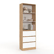 ID MARKET - Etagère bibliothèque CARLA 3 niveaux 3 tiroirs blanc et effet bois 190 cm - vignette