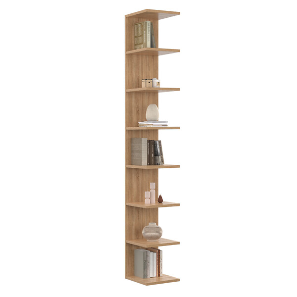 ID MARKET - Etagère murale suspendue double position CHIARA 8 étagères façon hêtre 190 cm - large