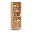 ID MARKET - Etagère bibliothèque 4 niveaux avec placard EDHEN cannage et bois - vignette