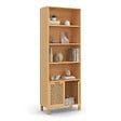 ID MARKET - Etagère bibliothèque 4 niveaux avec placard EDHEN cannage et bois - vignette