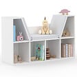 ID MARKET - Bibliothèque banc OSCAR 6 cases avec coussins gris 102 cm blanc - vignette