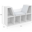 ID MARKET - Bibliothèque banc OSCAR 6 cases avec coussins gris 102 cm blanc - vignette