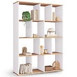 ID MARKET - Etagère bibliothèque JENA 4 niveaux blanc et effet bois 143 cm - vignette