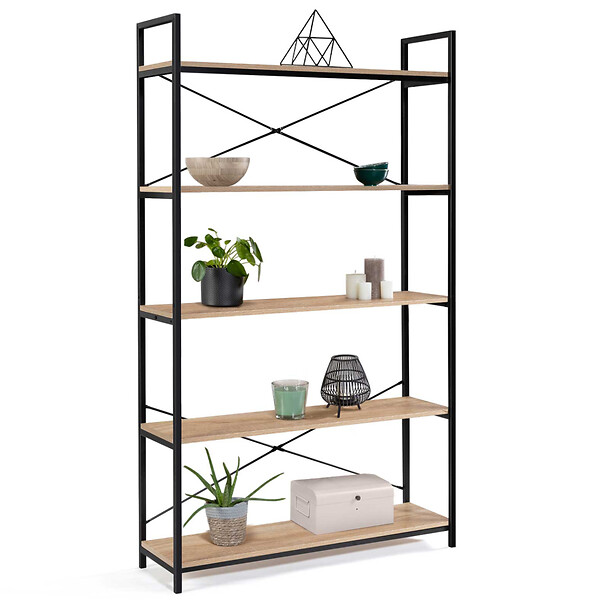 ID MARKET - Etagère XL 5 niveaux DETROIT design industriel 170 cm - large