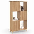 ID MARKET - Etagère bibliothèque 6 cases JULIETTE lattes tasseau bois coloris chêne avec placard - vignette