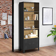 ID MARKET - Etagère bibliothèque 5 niveaux avec placard ESTER portes métal noir et plateau bois design industriel - vignette