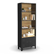 ID MARKET - Etagère bibliothèque 5 niveaux avec placard ESTER portes métal noir et plateau bois design industriel - vignette