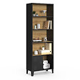 ID MARKET - Etagère bibliothèque 5 niveaux avec placard ESTER portes métal noir et plateau bois design industriel - vignette