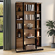 ID MARKET - Bibliothèque coulissante ALPHONSE 5 niveaux 15 niches bois et noir - vignette