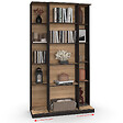 ID MARKET - Bibliothèque coulissante ALPHONSE 5 niveaux 15 niches bois et noir - vignette