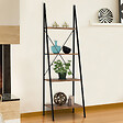 ID MARKET - Etagère échelle 4 niveaux HAWKINS bois foncé design industriel 170 cm - vignette