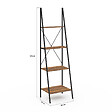 ID MARKET - Etagère échelle 4 niveaux HAWKINS bois foncé design industriel 170 cm - vignette